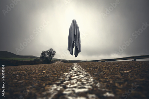 Ghosts flying in the middle of the road photo