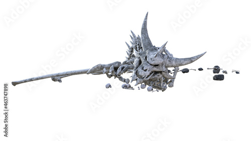 Dragon Bones on Isolated White Background  3D illustration  3D rendering