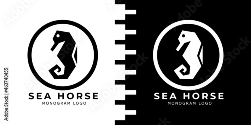 Monogram logo of seahorse vector illustration design
