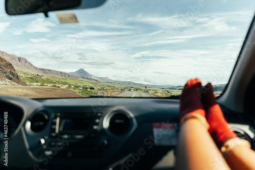 Feet on the dash- Road trip to Akureyri photo