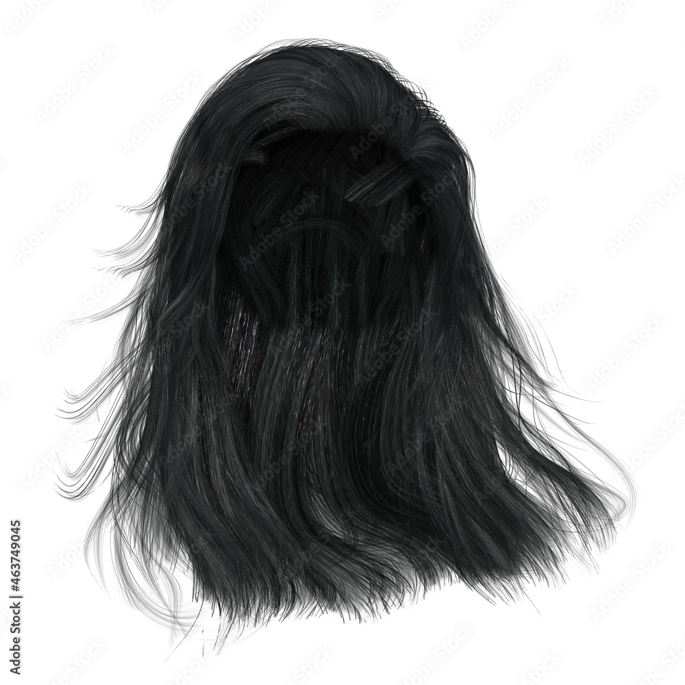 3d render, 3d illustration, fantasy long hair on isolated white background 3d render, 3d illustration, fantasy long hair on isolated white background