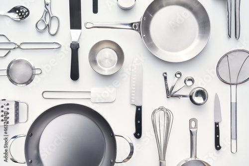 Set of utensils on white table