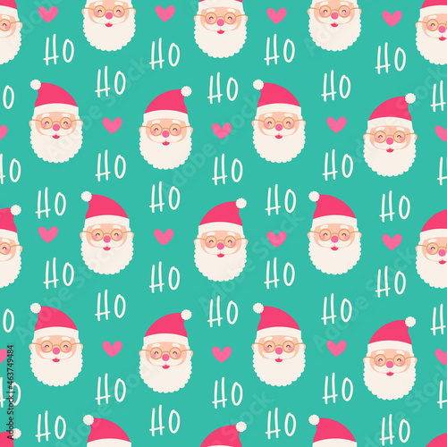 Cute santa claus with heart and typography design seamless pattern background.