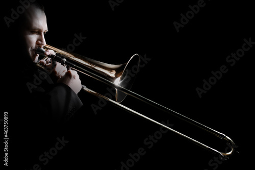 Photography Trombone player. Trombonist playing jazz musician