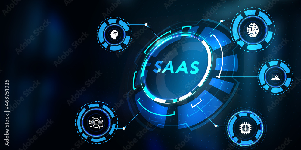 Software as a Service SaaS. Software concept. Business, modern technology, internet and networking concept. 3d illustration Software as a Service SaaS. Software concept. Business, modern technology, internet and networking concept. 3d illustration