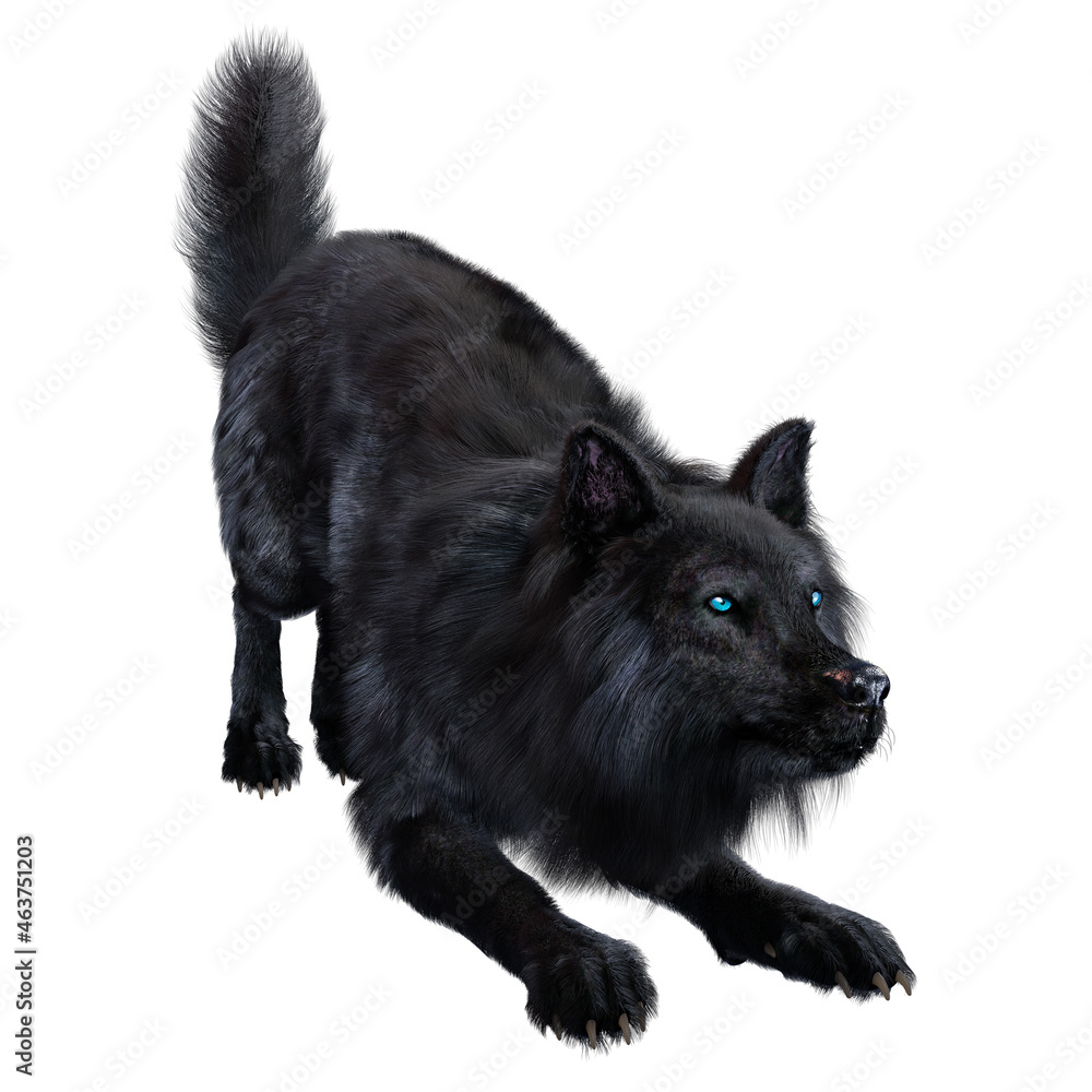 Dire wolf on isolated background, 3D illustration, 3D rendering Dire wolf on isolated background, 3D illustration, 3D rendering