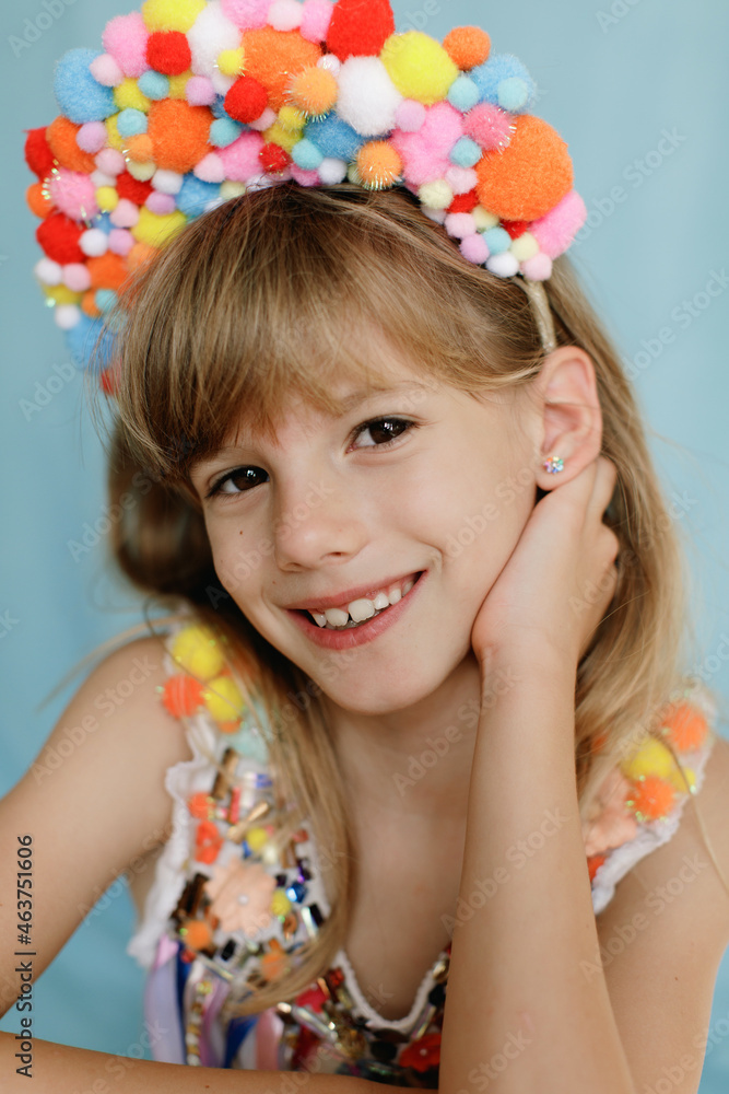 A girl in colorful costume A girl in colorful costume