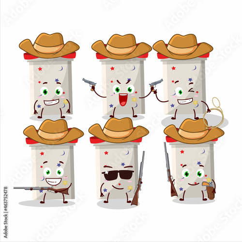 Cool cowboy white long gift box cartoon character with a cute hat