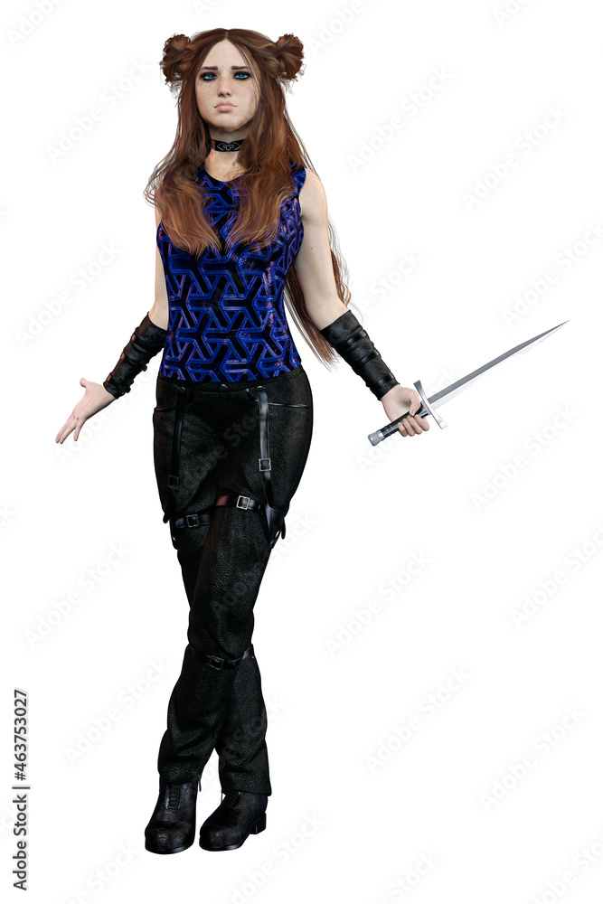 Urban Fantasy Goth Academy Teen, 3D Rendering, 3D illustration