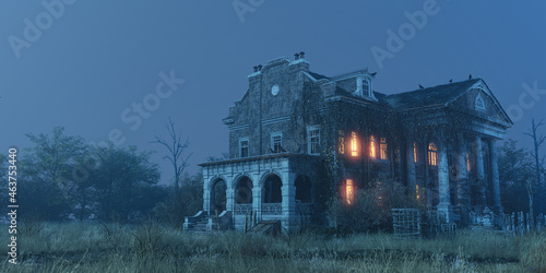 Southern Mansion Fantasy Architecture, 3D illustration, 3D rendering