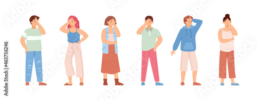 People expressing disappointment and despair, flat vector illustration isolated.
