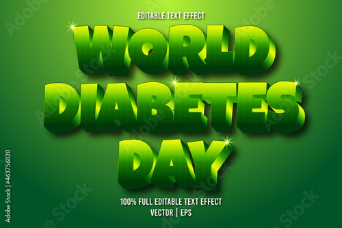 World diabetes day editable text effect retro style