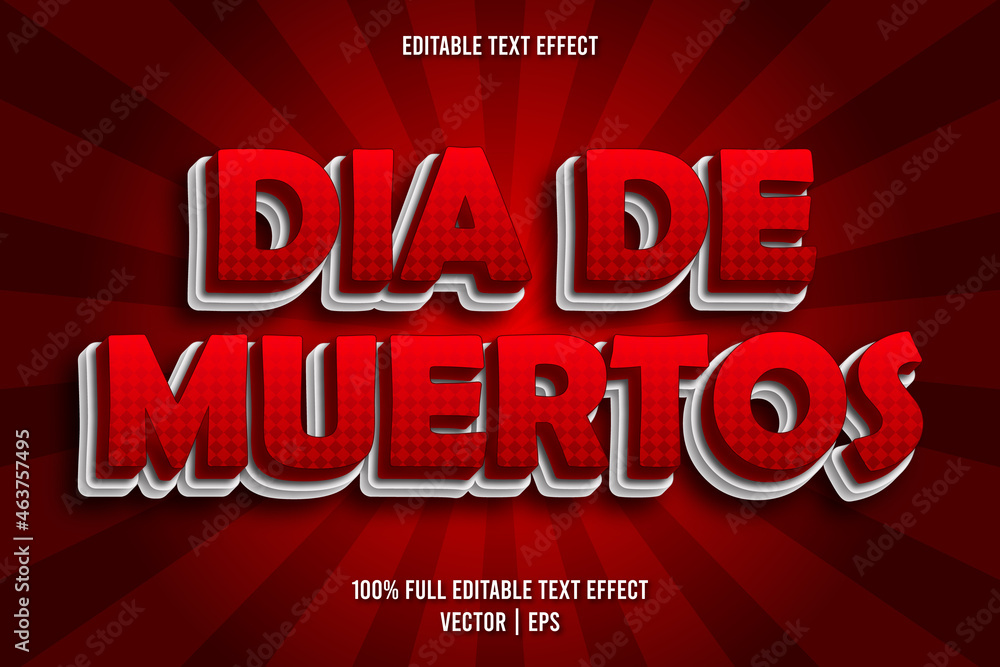 Dia de muertos editable text effect comic style