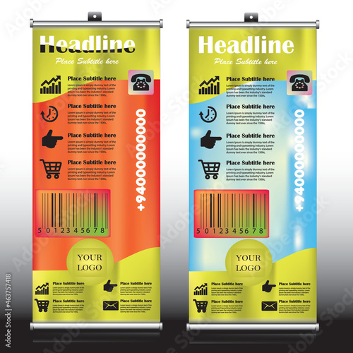 Gold and mixed color rollup banner (Gold pullup banner)