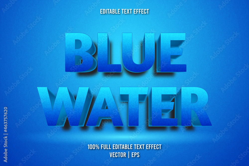 Blue water editable text effect cartoon style