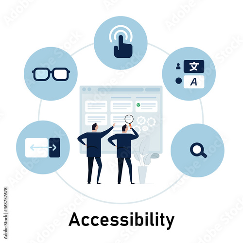 web accessibility access of information for impaired handicap people from eyes visibility different condition make readable application software photo