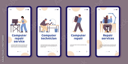 Smartphone apps for computer repair service center with professional technicians