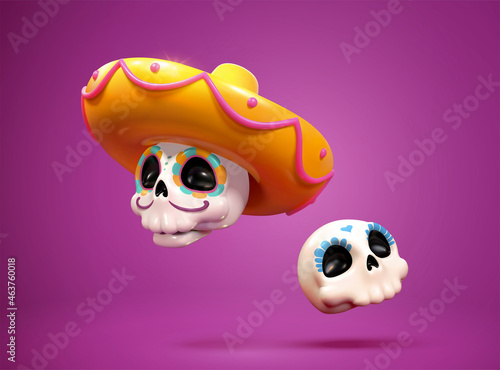 3d sugar skulls for Day of the Dead