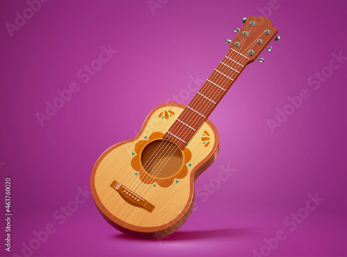 3d Mexican guitar with pattern