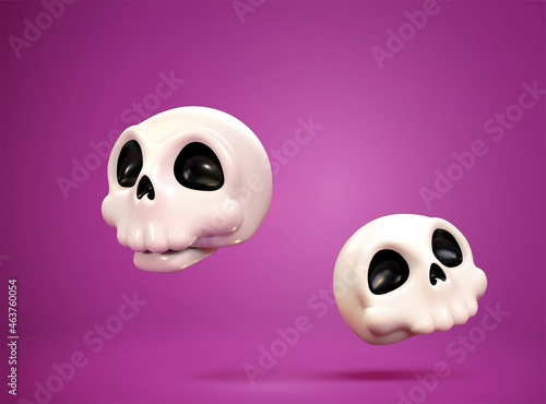 3d cute white skulls