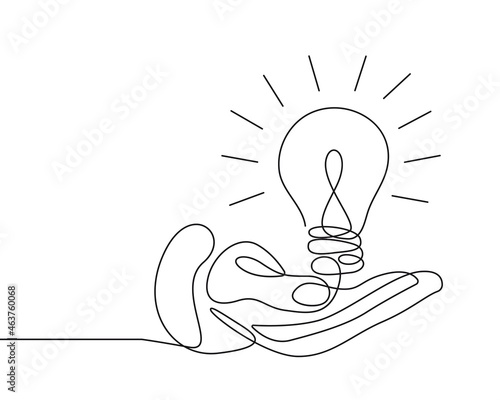 Lamp Continuous Line Drawing. Light Concept Minimalist Illustration. Lamp Simple Line Art Drawing, Good for Prints, T-shirt, Banners, Slogan Design Modern Graphic Style. Vector EPS 10