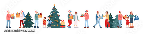 Male and female volunteers gathering holiday donate for christmas charity