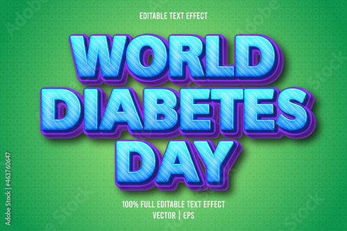 World diabetes day editable text effect cartoon style