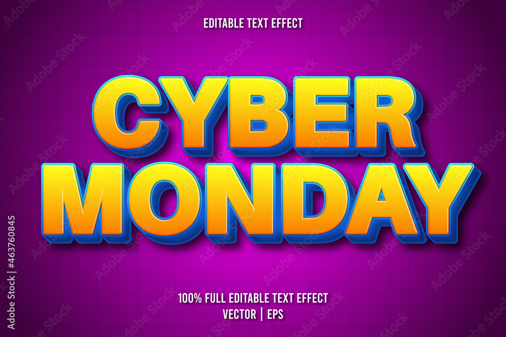 Cyber monday editable text effect retro style
