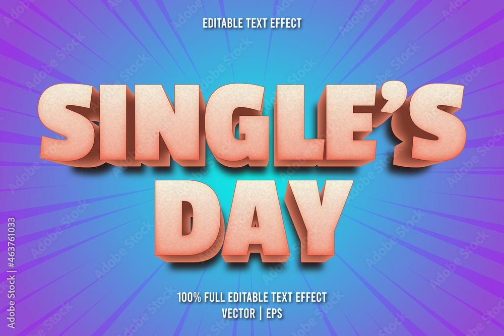 Single's day editable text effect comic style