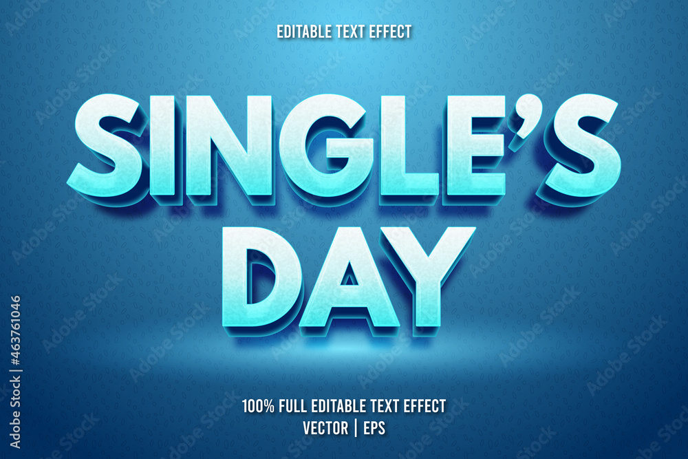 Obraz premium Single's day editable text effect cartoon style