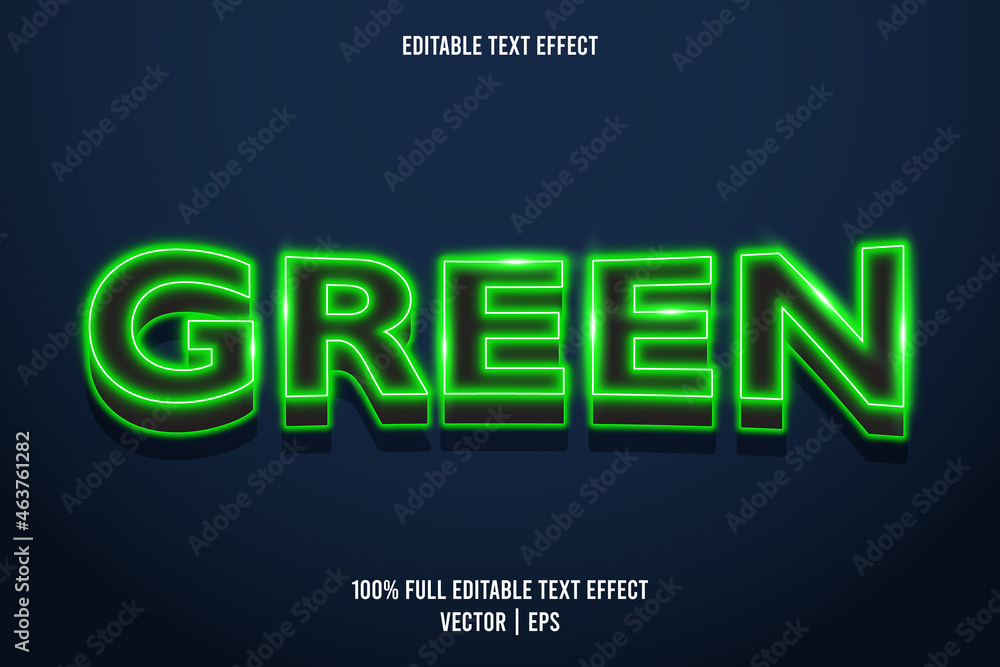 Green editable text effect neon style