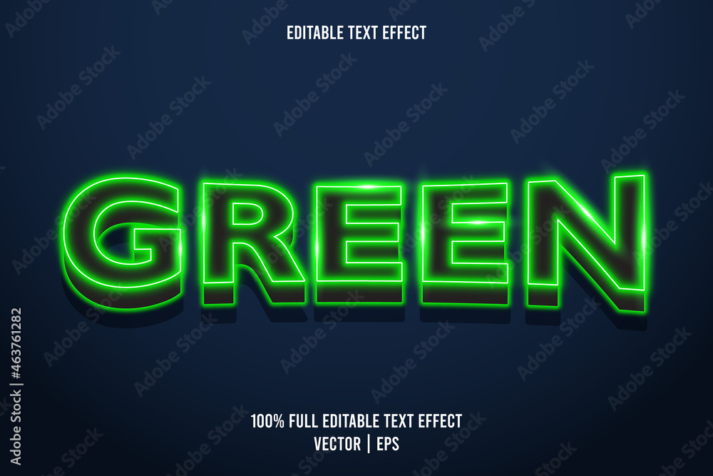 Obraz premium Green editable text effect neon style