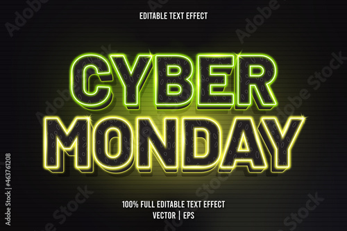 Cyber monday editable text effect neon style