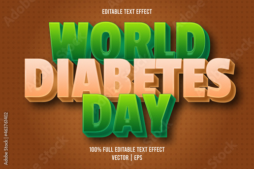 World diabetes day editable text effect cartoon style