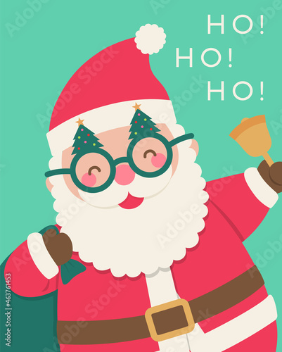 Cute santa claus illustration for christmas greeting card, invitation card, postcard, poster or banner.