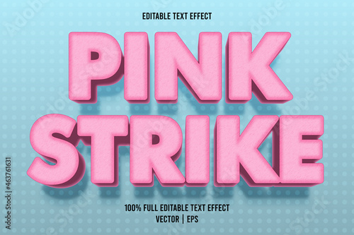 Pink strike editable text effect cartoon style