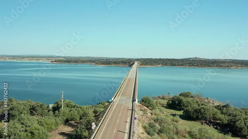 Monsaraz Portugal bridge in Alqueva water dam on the N256 road photo