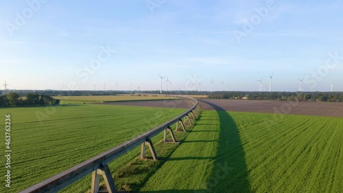 Aerial View On Transrapid Test Track In The Town Of Lathen In Germany - drone shot photo