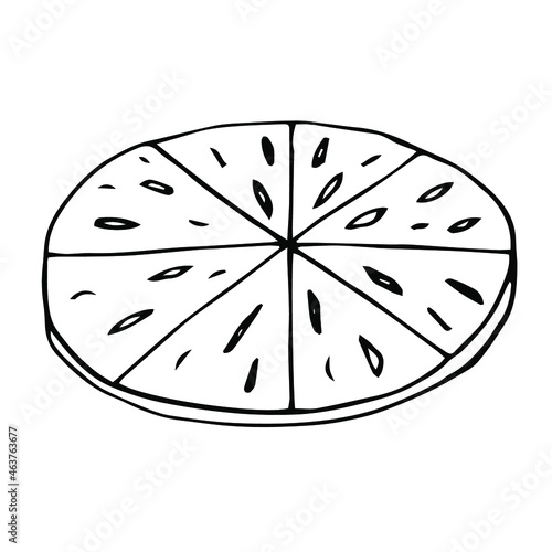 Focaccia italian bread vector illustration, hand drawing doodle