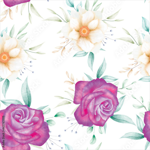 Beautiful watercolor floral seamless pattern