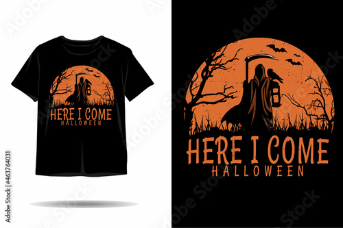 Here i come halloween silhouette t shirt design