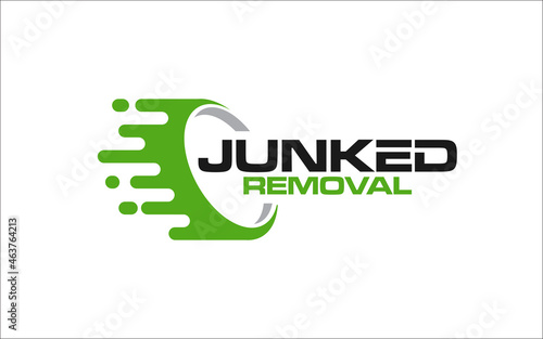 Illustration vector graphic of junk removal solution services logo design template