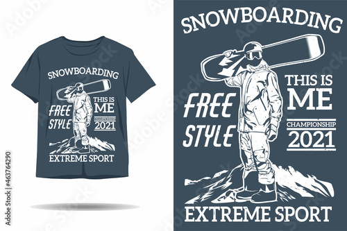 Snowboarding freestyle extreme sport silhouette t shirt design