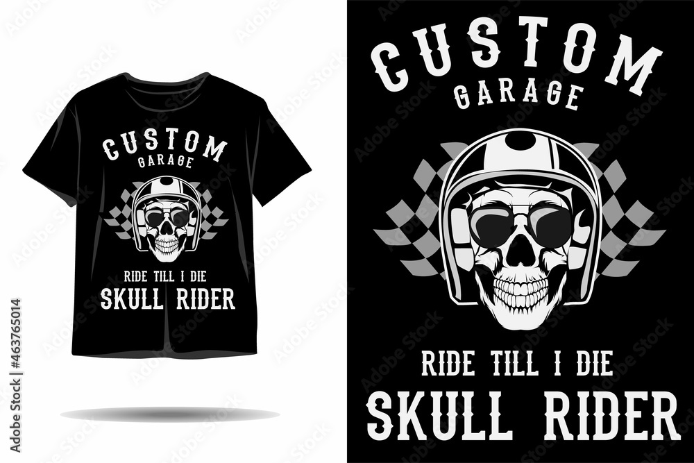 Fototapeta premium Custom garage skull rider silhouette t shirt design