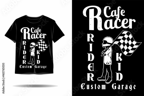 Cafe race rider kid silhouette t shirt design