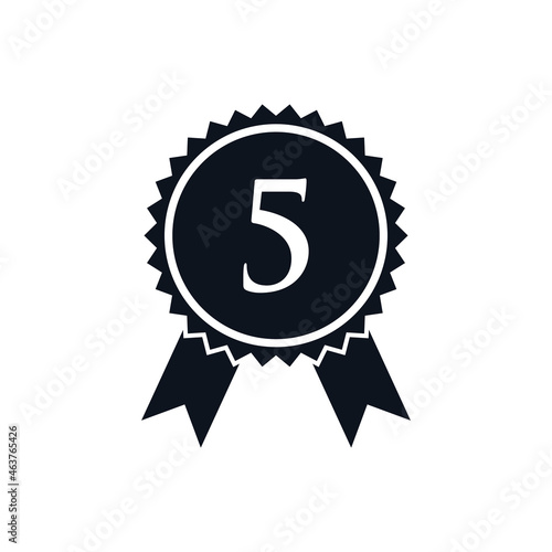 5th Place Winner Badge Logo Design Template. Best Seller Badge Sign Logo design On Letter 5