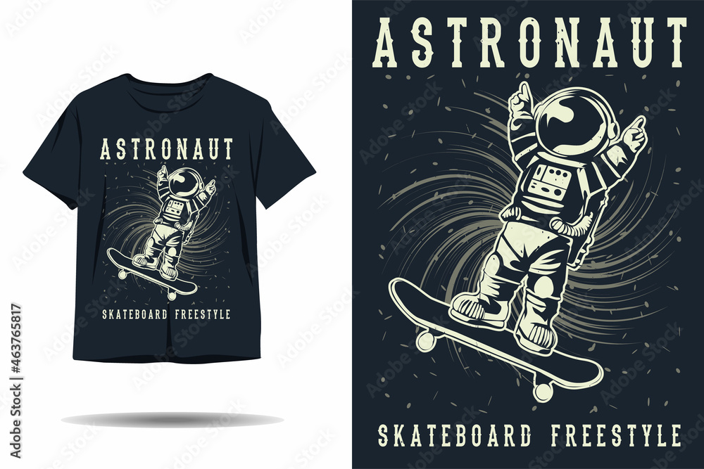 Fototapeta premium Astronaut skateboard freestyle silhouette t shirt design