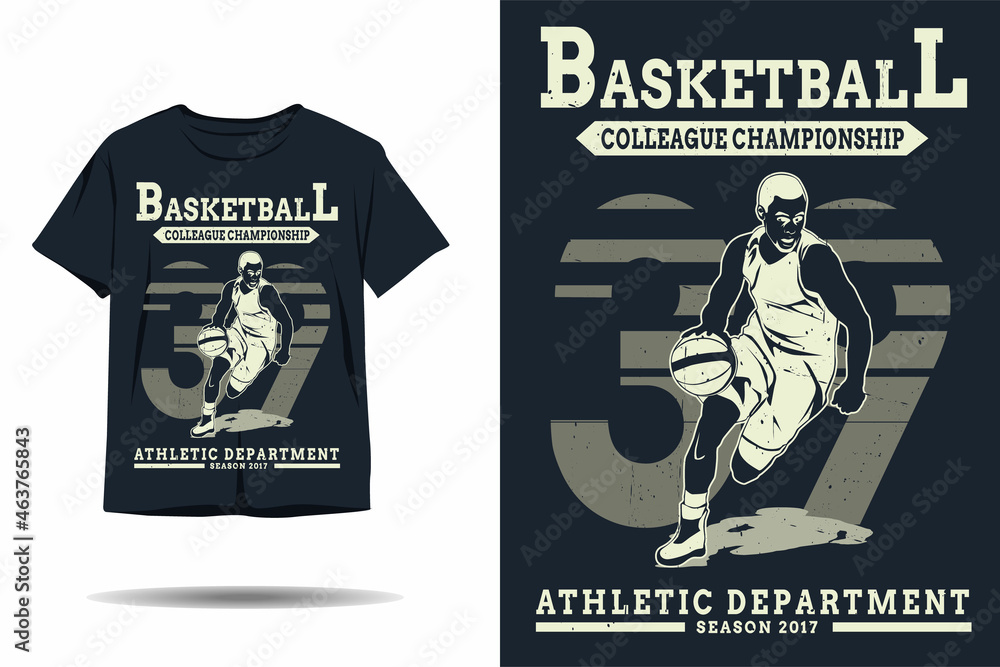 Basketball colleague championship athletic department silhouette t shirt design Basketball colleague championship athletic department silhouette t shirt design