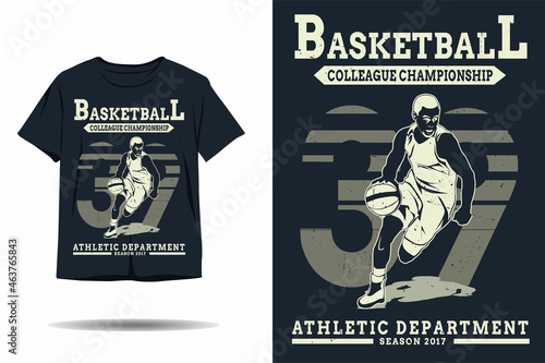 Basketball colleague championship athletic department silhouette t shirt design