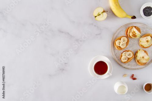 Background, breakfast table, copy space